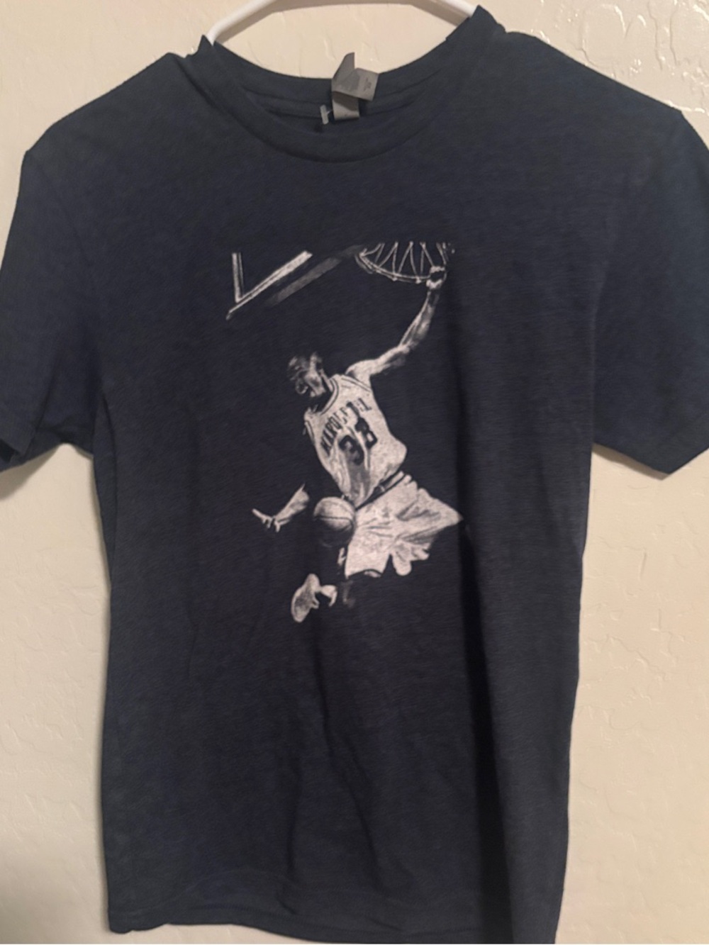 Bella Canvas Men's Short-Sleeve Graphic Tee in Navy Blue with White Print